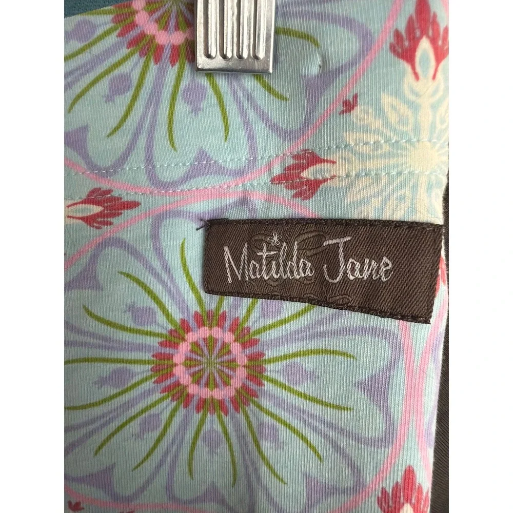 Matilda Jane Leggings Girls 12 Blue Floral Ruffle Hem Capri Pants Whimsical Cozy